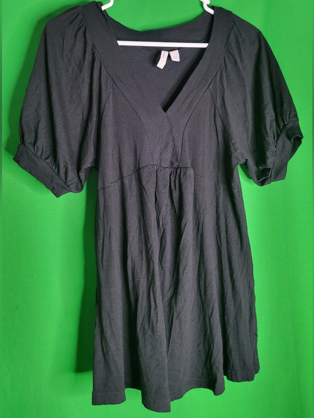 Women Black V-Neck Puff Sleeve Tunic Top Old Navy Sz Medium Shirt